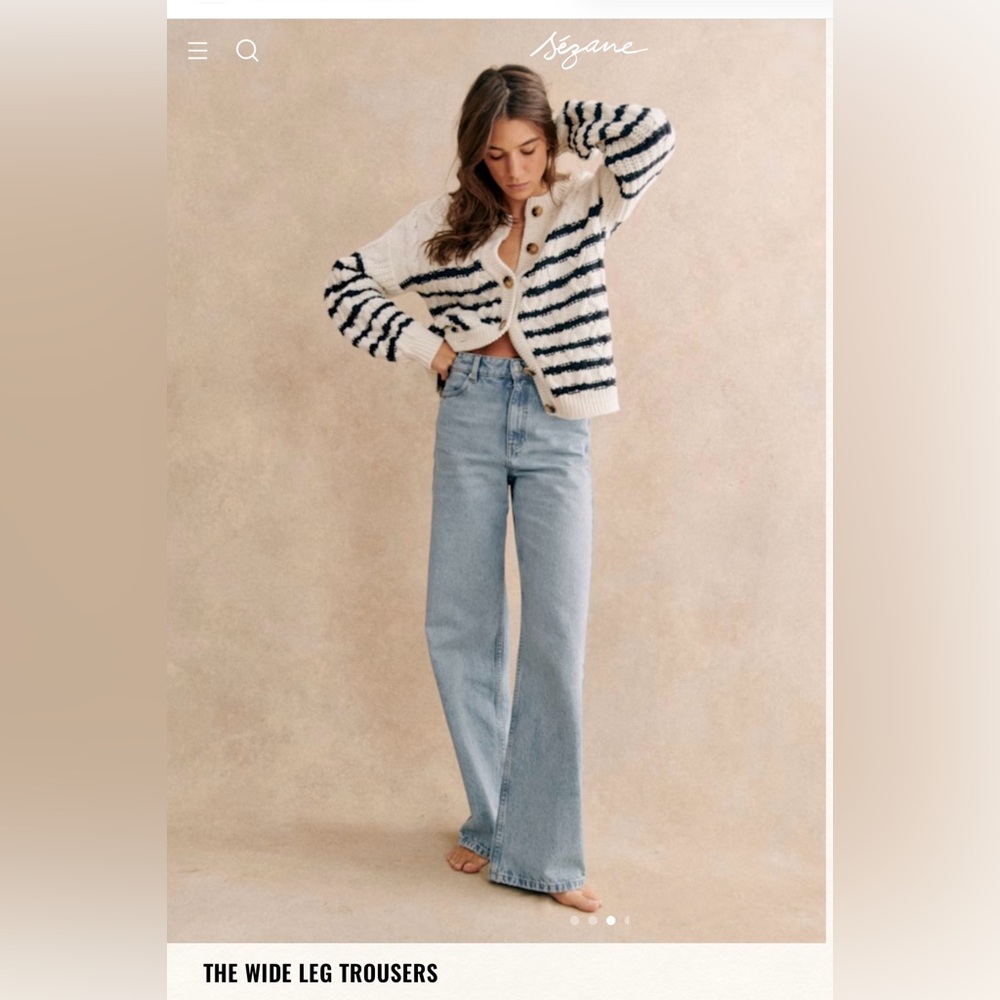 Sezane The Wide Leg Trousers Light Blue - Size 2